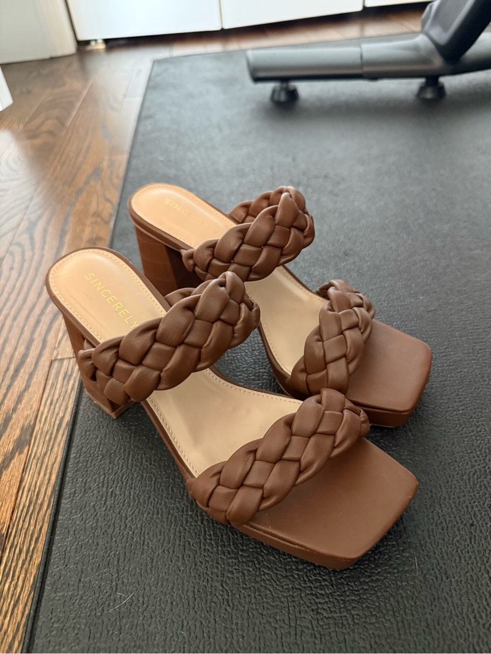 Sincerely Jules Brown Braided Block Heel Sandals